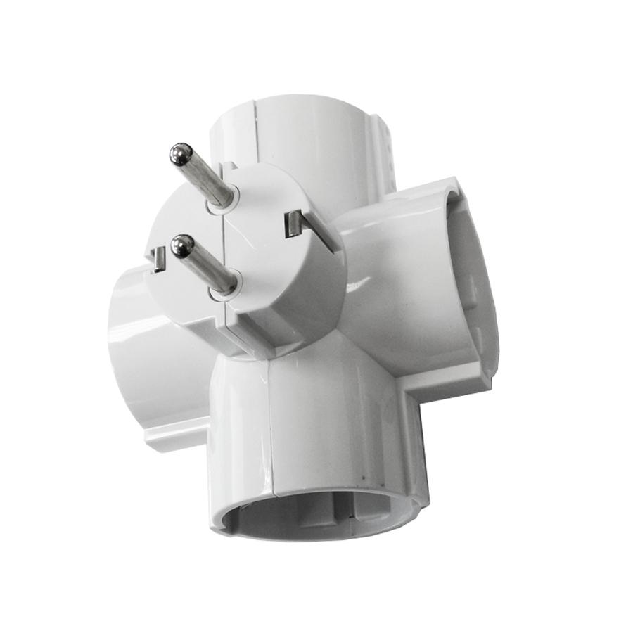 Ficha de 4 Tomadas T/TL Saídas Laterias 16A 250V 4,8mm (RETRACTILADO)