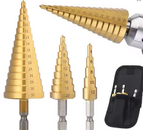 Broca Passo HSS Revestido a Titânio – Alta Velocidade para Metal, Madeira e Plástico