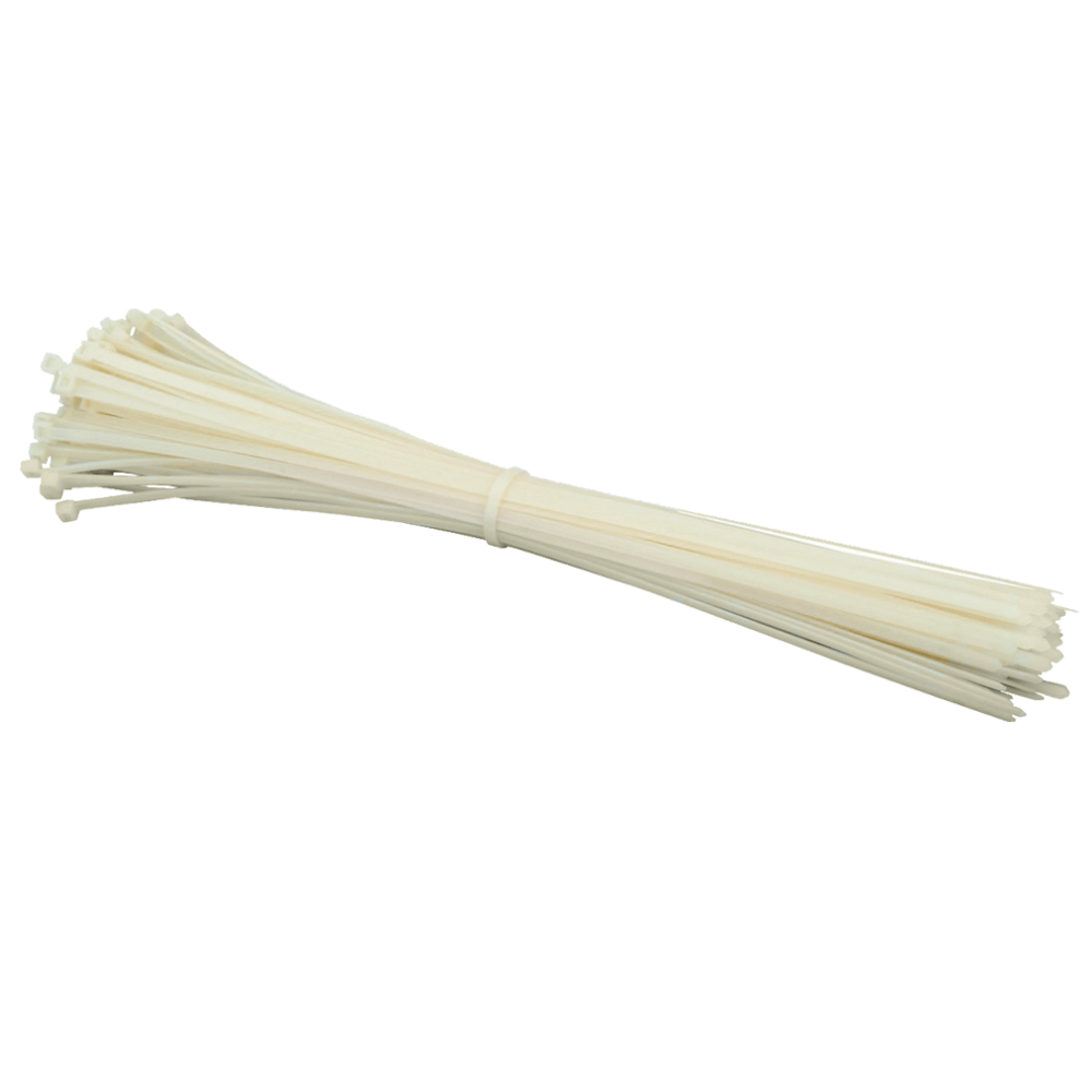 Abraçadeira de Nylon, Cor Natural 100un. — Fivela: 7.6x370mm