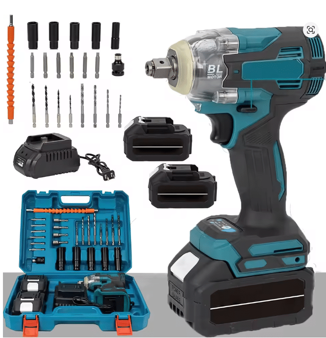 Chave de Impacto Brushless 1200N·m /120nm, 1/2 polegada, 0-6700 RPM 2x Baterias 21V 3000mAh,