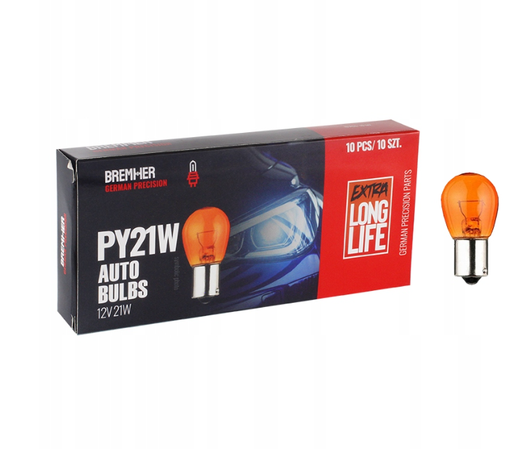 Lâmpada PY21W, 12V, 21W BAU15S, âmbar, homologada, conjunto de 10 unidades