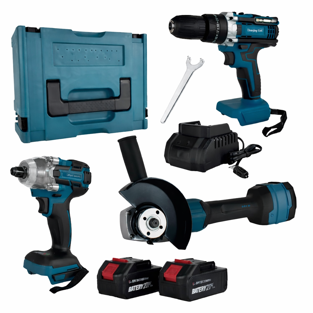 🔧 KIT PROFISSIONAL 3 MÁQUINAS A BATERIA 21V BOX– TUDOAVENDA 🔧