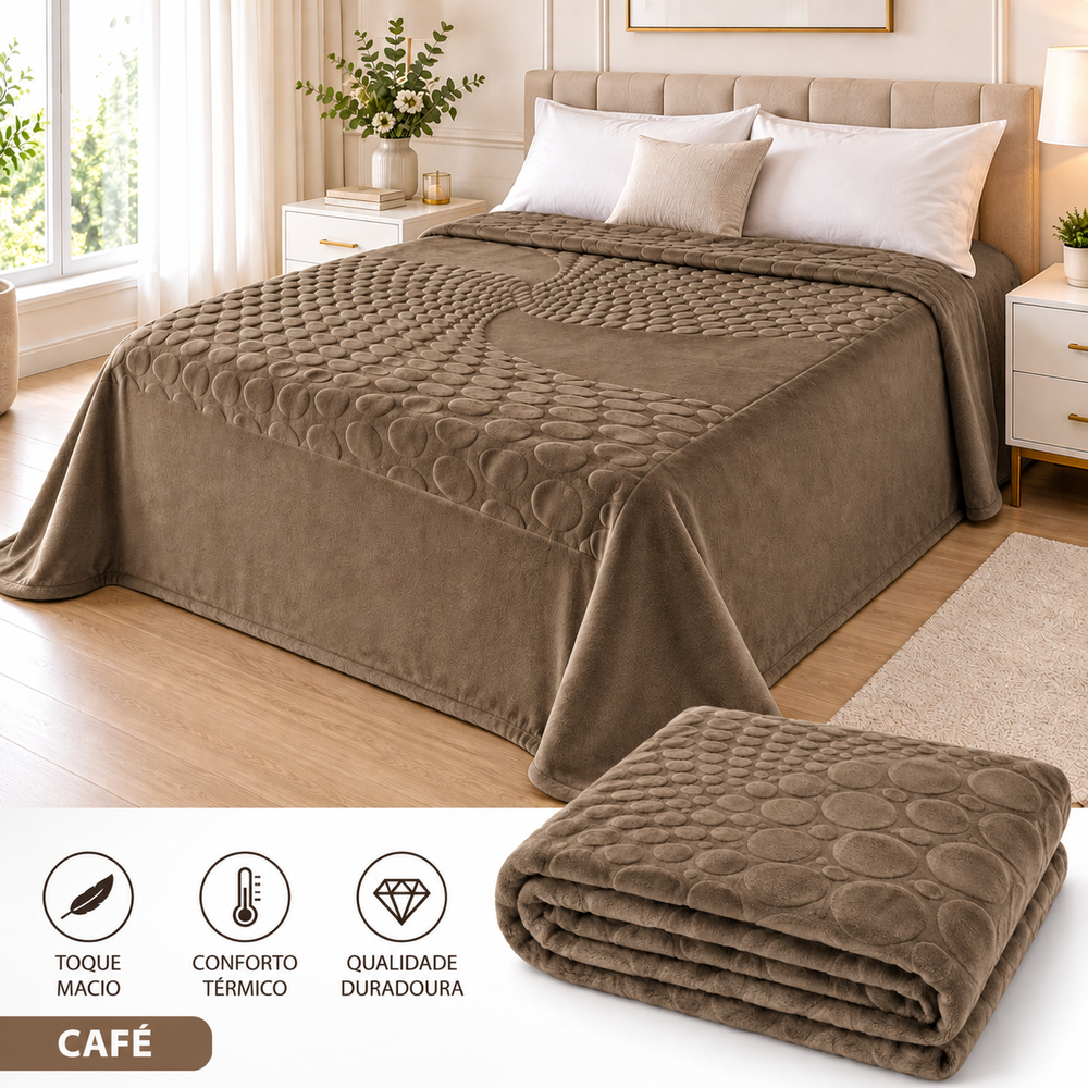 Cobertor Veludo Cavado SC — COR: Café