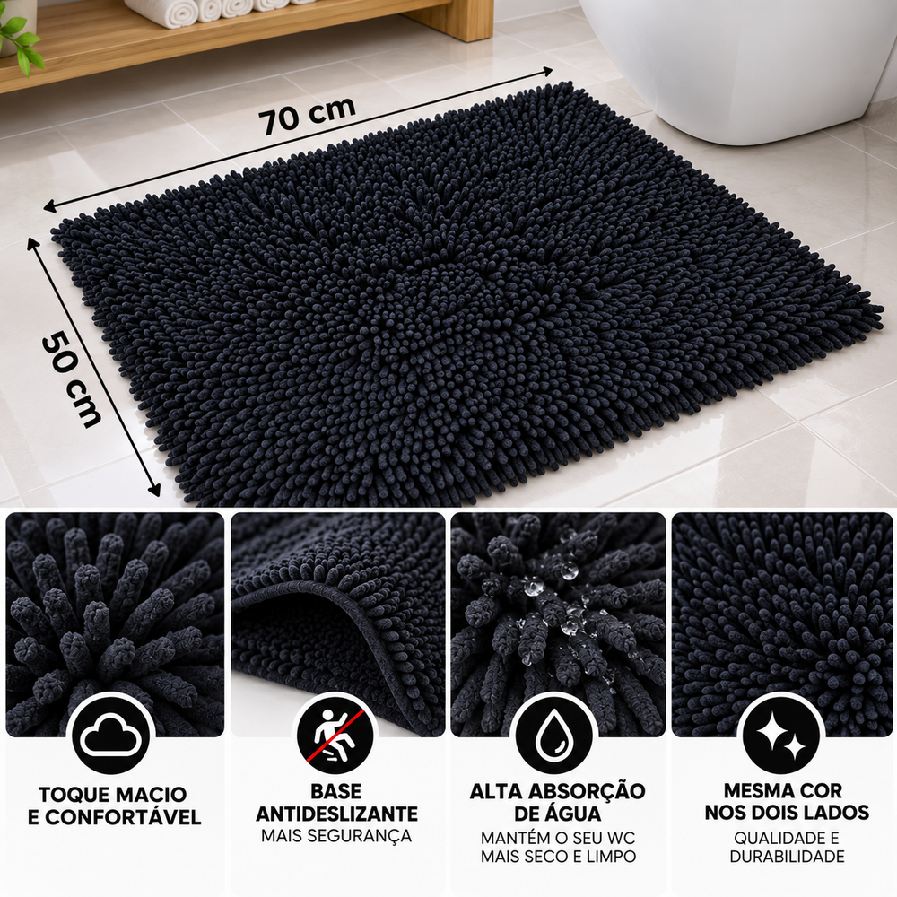 Tapete de WC Conforto 50x70 cm — Color: Preto