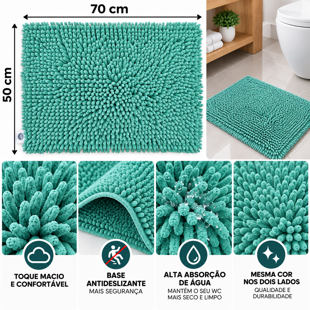 Tapete de WC Conforto 50x70 cm — Color: Verde Agua