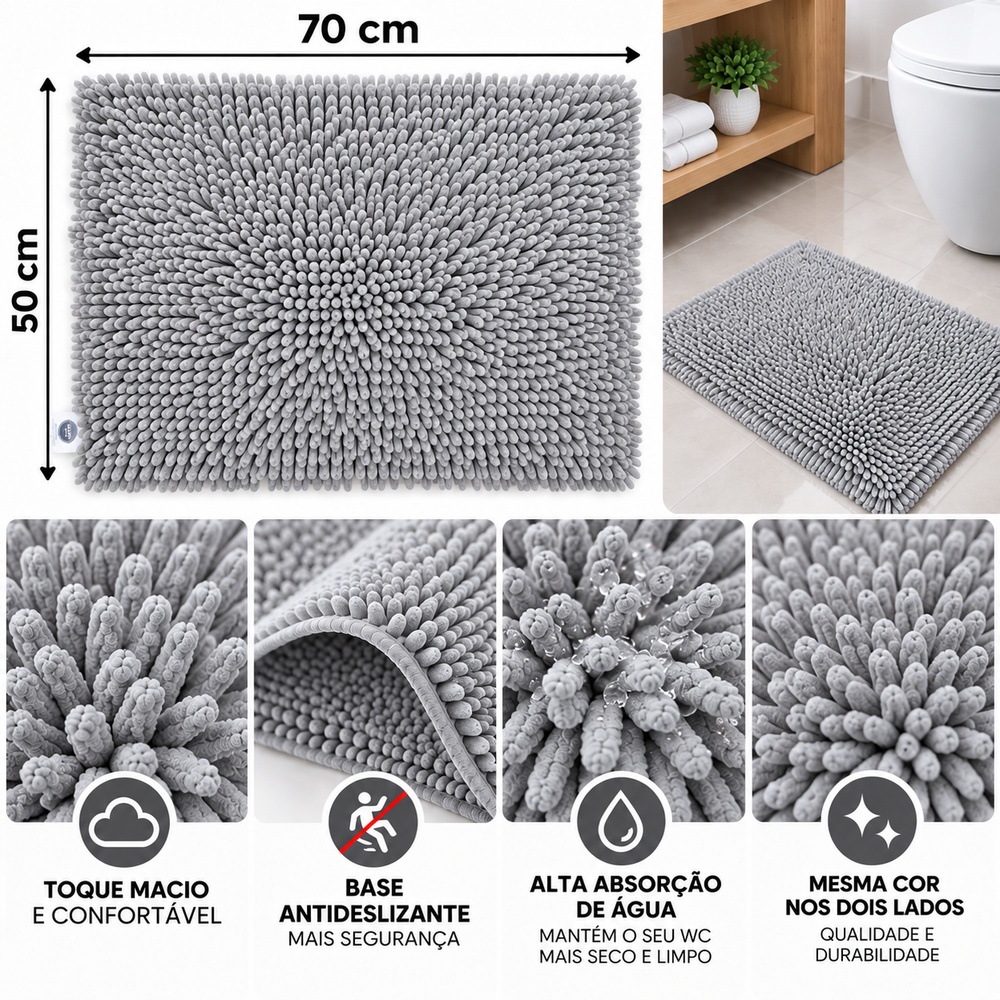 Tapete de WC Conforto 50x70 cm — Color: Cinza Claro