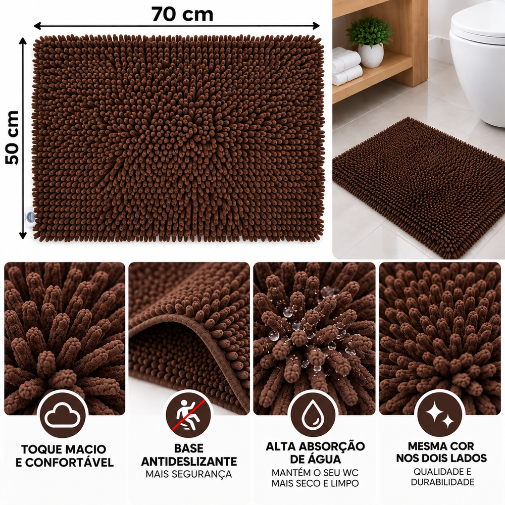 Tapete de WC Conforto 50x70 cm — Color: Chocolate