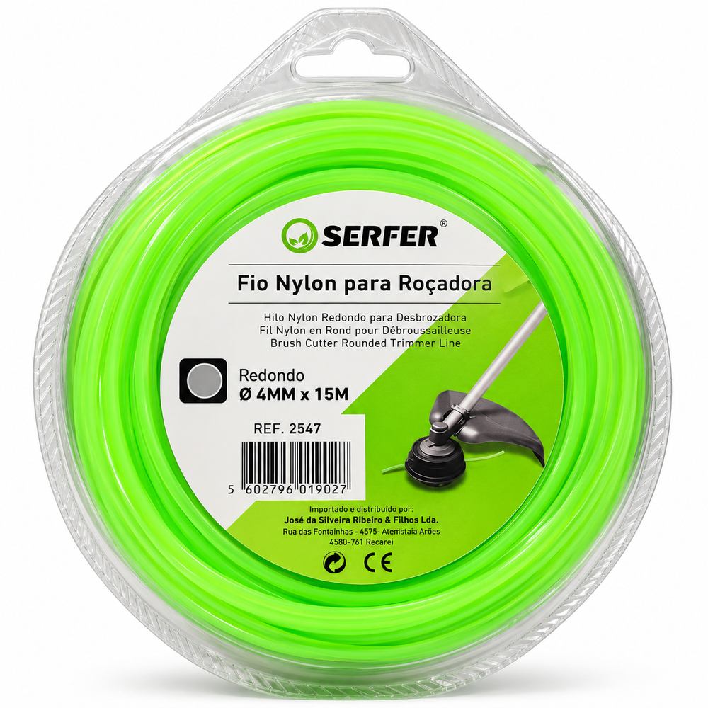 Fio Nylon Redondo para Roçadora SERFER – 3.3mm x 15 m