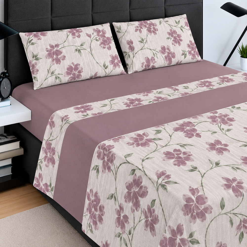 Jogo de Cama Flanela Nevada – Modelo Matilde - Cama Casal — Color: Rosa Velho