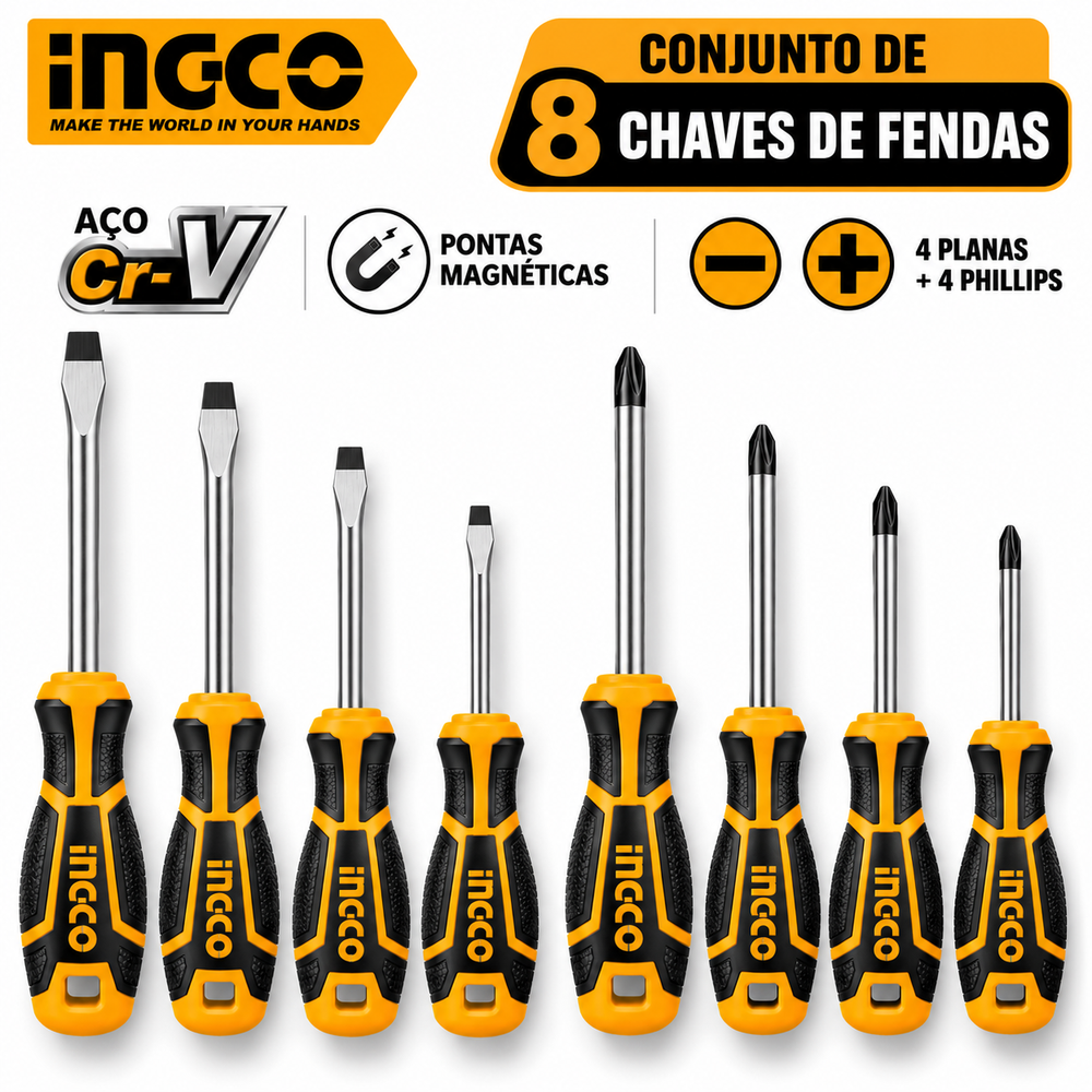 Conjunto de 8 Chaves de Fendas INGCO HKSD0828