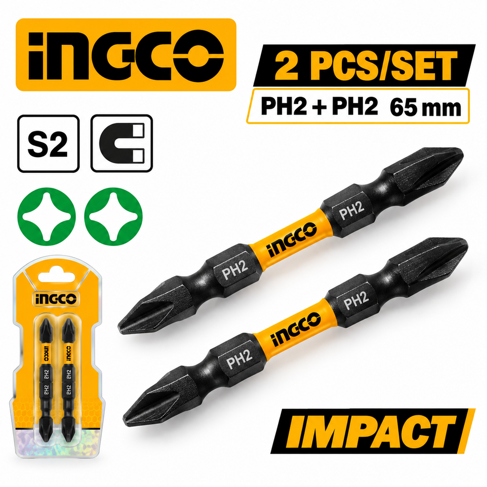 Jogo de 2 Pontas de Impacto INGCO PH2 65 mm – SDBIM72PH265