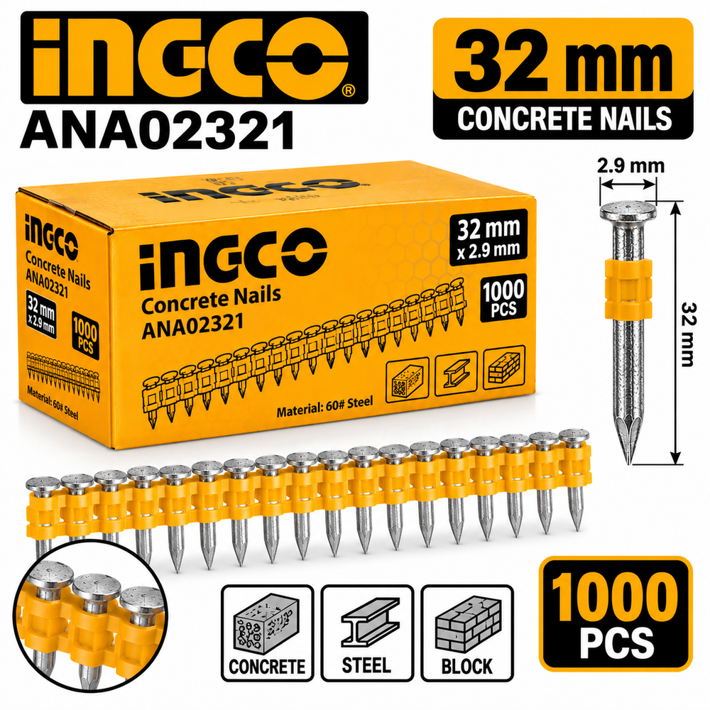 Pregos para Betão INGCO ANA02321 – 32 mm – 1000 Unidades