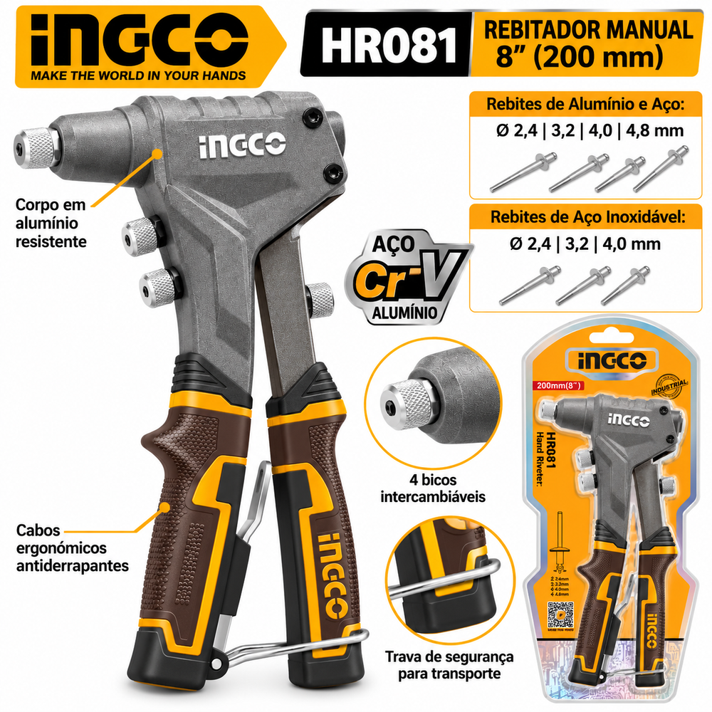 Rebitador Manual 8" (200 mm) INGCO HR081